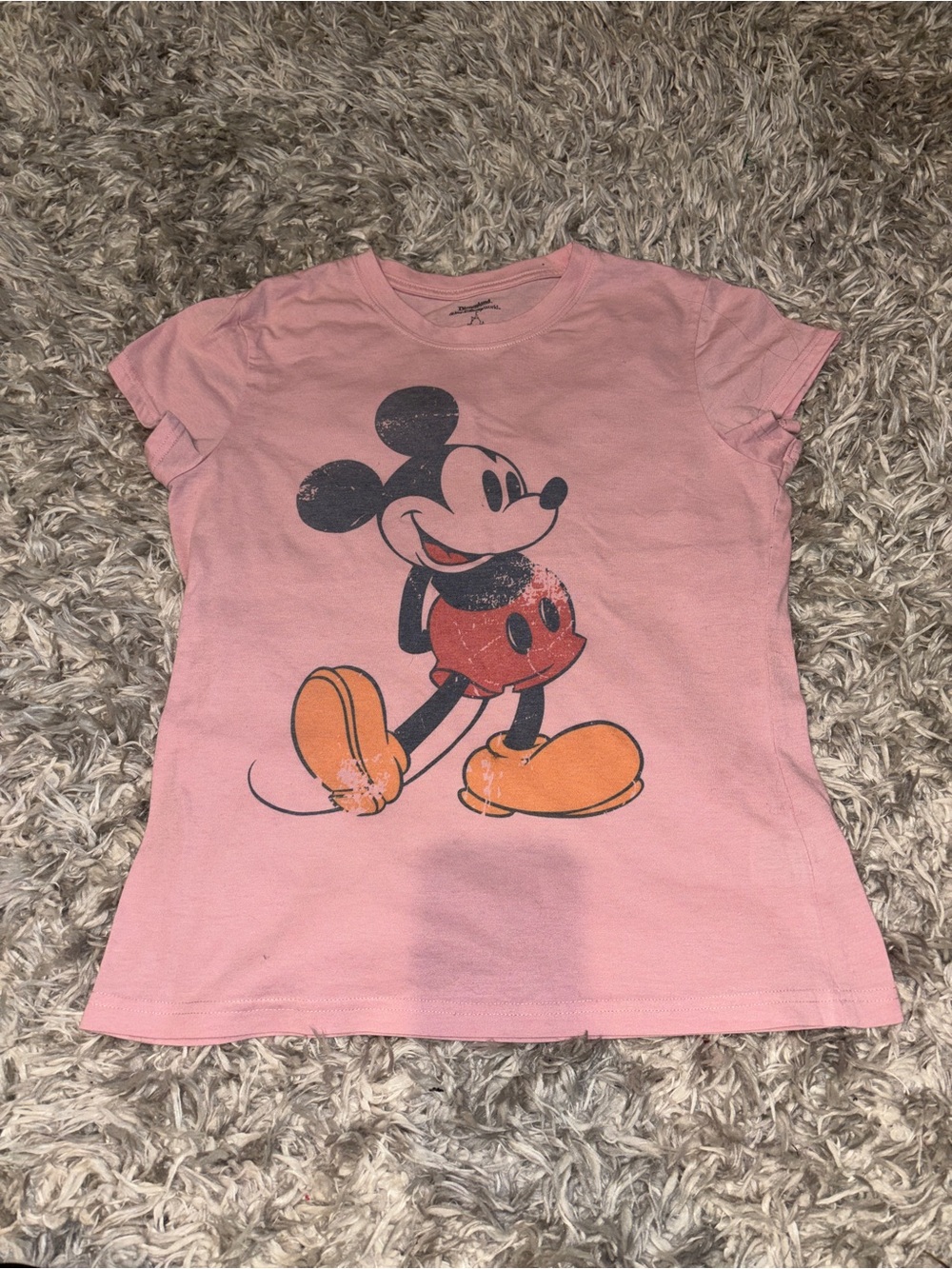 NWOT Disney Parks Pink Distressed Mickey Mouse Graphic Tee Shirt - Size L